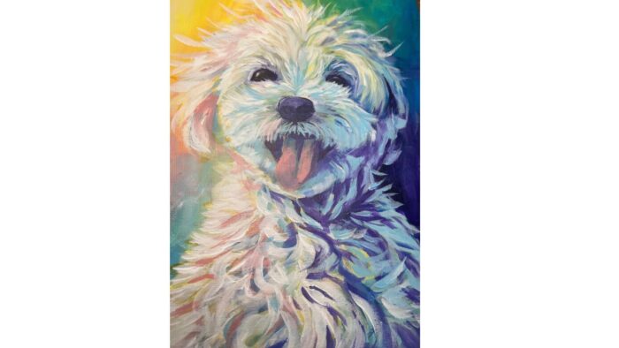 白のワンちゃん色ののせ方画像