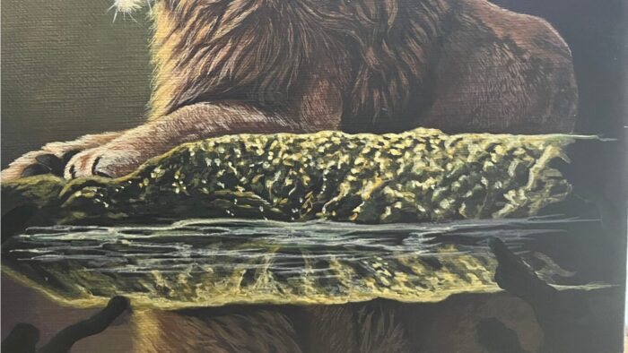 水面に映る岩の描き方