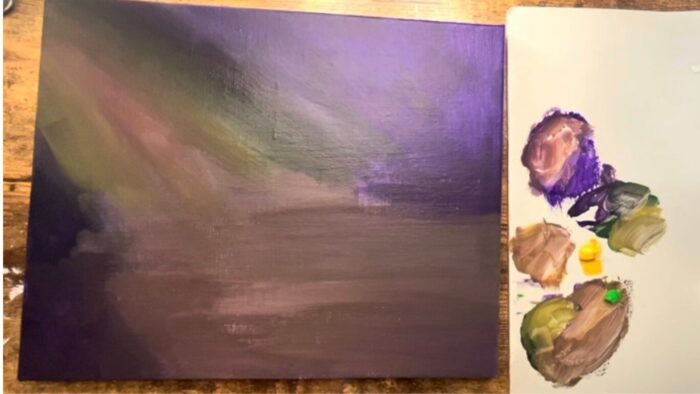 背景1層目塗り終わり